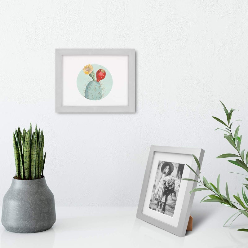 KINLINK 6x8 Picture Frame, Light Grey Solid Wood Frame with Acrylic Plexiglass for Pictures 4x6 with Mat or 6x8 without Mat, Tabletop and Wall Mounting Display Photo Frame 1 Pack - Image 4